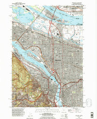 Portland Oregon Historical topographic map, 1:24000 scale, 7.5 X 7.5 Minute, Year 1990