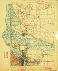 Portland Oregon Historical topographic map, 1:62500 scale, 15 X 15 Minute, Year 1897