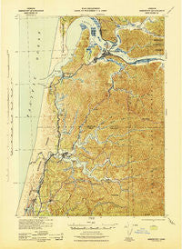 Reedsport Oregon Historical topographic map, 1:62500 scale, 15 X 15 Minute, Year 1942