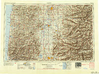 Salem Oregon Historical topographic map, 1:250000 scale, 1 X 2 Degree, Year 1954