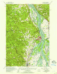 St Helens Oregon Historical topographic map, 1:62500 scale, 15 X 15 Minute, Year 1954