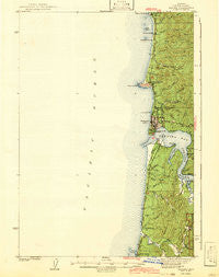 Yaquina Oregon Historical topographic map, 1:62500 scale, 15 X 15 Minute, Year 1942