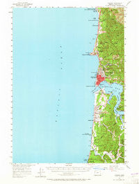 Yaquina Oregon Historical topographic map, 1:62500 scale, 15 X 15 Minute, Year 1957
