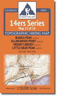 Buy map Colorado 14ers Map Series 13 of 16 - Blanca, Ellingwood, Lindsey, Little Bear (East and West)