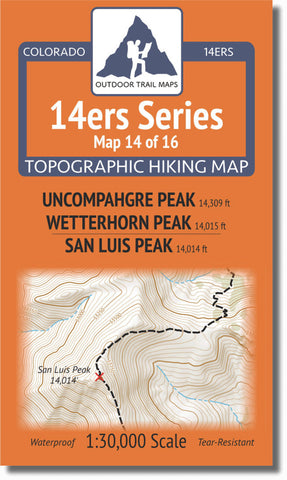 Buy map Colorado 14ers Map Series 14 of 16 - Uncompahgre, Wetterhorn | San Luis Peak