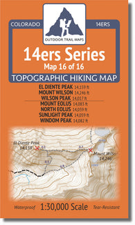 Buy map Colorado 14ers Map Series 16 of 16 - El Diente, Wilson, Wilson | Eolus, North Eolus, Sunlight, Windom