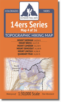 Buy map Colorado 14ers Map Series 4 of 16 - Sherman | Bross, Cameron, Democrat, Lincoln, Quandary