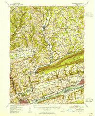Bloomsburg Pennsylvania Historical topographic map, 1:62500 scale, 15 X 15 Minute, Year 1954