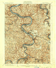 Brownsville Pennsylvania Historical topographic map, 1:62500 scale, 15 X 15 Minute, Year 1933
