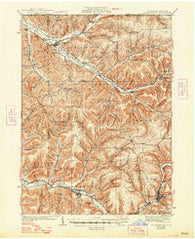 Coudersport Pennsylvania Historical topographic map, 1:62500 scale, 15 X 15 Minute, Year 1938