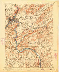 Easton Pennsylvania Historical topographic map, 1:62500 scale, 15 X 15 Minute, Year 1891