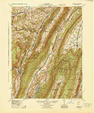Hyndman Pennsylvania Historical topographic map, 1:62500 scale, 15 X 15 Minute, Year 1944