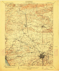 Lancaster Pennsylvania Historical topographic map, 1:62500 scale, 15 X 15 Minute, Year 1904