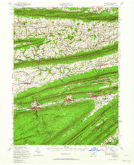 Lykens Pennsylvania Historical topographic map, 1:62500 scale, 15 X 15 Minute, Year 1955