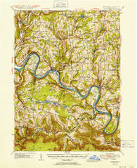Meshoppen Pennsylvania Historical topographic map, 1:62500 scale, 15 X 15 Minute, Year 1945
