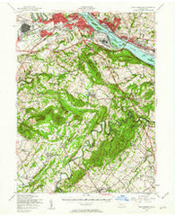 New Cumberland Pennsylvania Historical topographic map, 1:62500 scale, 15 X 15 Minute, Year 1956