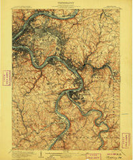 Pittsburg Pennsylvania Historical topographic map, 1:62500 scale, 15 X 15 Minute, Year 1907