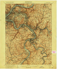 Pittsburgh Pennsylvania Historical topographic map, 1:62500 scale, 15 X 15 Minute, Year 1907