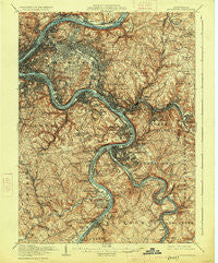 Pittsburgh Pennsylvania Historical topographic map, 1:62500 scale, 15 X 15 Minute, Year 1907