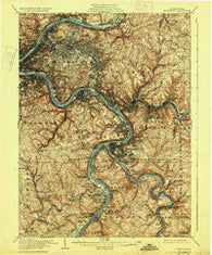 Pittsburgh Pennsylvania Historical topographic map, 1:62500 scale, 15 X 15 Minute, Year 1907