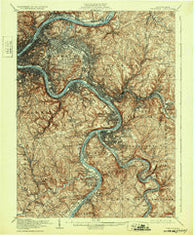 Pittsburgh Pennsylvania Historical topographic map, 1:62500 scale, 15 X 15 Minute, Year 1907
