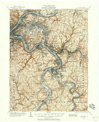 Pittsburgh Pennsylvania Historical topographic map, 1:62500 scale, 15 X 15 Minute, Year 1904