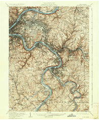 Pittsburgh Pennsylvania Historical topographic map, 1:62500 scale, 15 X 15 Minute, Year 1907