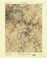 Pittsburgh Pennsylvania Historical topographic map, 1:62500 scale, 15 X 15 Minute, Year 1907