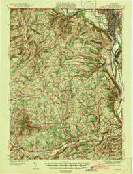 Sayre Pennsylvania Historical topographic map, 1:62500 scale, 15 X 15 Minute, Year 1942