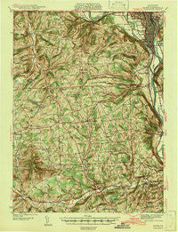 Sayre Pennsylvania Historical topographic map, 1:62500 scale, 15 X 15 Minute, Year 1942