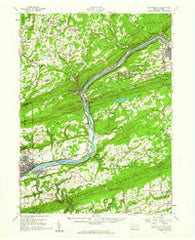 Shickshinny Pennsylvania Historical topographic map, 1:62500 scale, 15 X 15 Minute, Year 1955