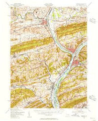 Sunbury Pennsylvania Historical topographic map, 1:62500 scale, 15 X 15 Minute, Year 1953