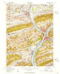 Sunbury Pennsylvania Historical topographic map, 1:62500 scale, 15 X 15 Minute, Year 1953