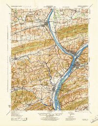 Sunbury Pennsylvania Historical topographic map, 1:62500 scale, 15 X 15 Minute, Year 1943