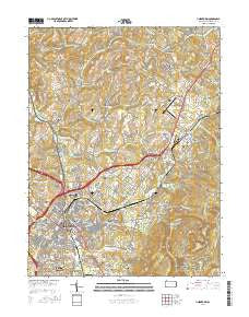 Uniontown Pennsylvania Current topographic map, 1:24000 scale, 7.5 X 7.5 Minute, Year 2016