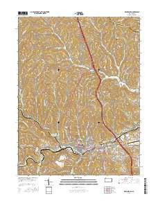 Waynesburg Pennsylvania Current topographic map, 1:24000 scale, 7.5 X 7.5 Minute, Year 2016
