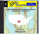 Buy digital map disk YellowMaps U.S. Topo Maps Volume 22 (Zone 14-3) Central Oklahoma & Southern Kansas
