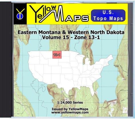 Buy digital map disk YellowMaps U.S. Topo Maps Volume 15 (Zone 13-1) Eastern Montana & Western North Dakota