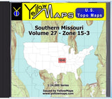 Buy digital map disk YellowMaps U.S. Topo Maps Volume 27 (Zone 15-3) Southern Missouri