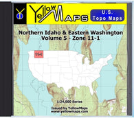 Buy digital map disk YellowMaps U.S. Topo Maps Volume 5 (Zone 11-1) Northern Idaho & Eastern Washington