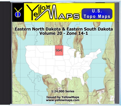 Buy digital map disk YellowMaps U.S. Topo Maps Volume 20 (Zone 14-1) Eastern North Dakota & Eastern South Dakota