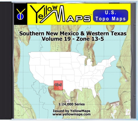 Buy digital map disk YellowMaps U.S. Topo Maps Volume 19 (Zone 13-5) Southern New Mexico & Western Texas