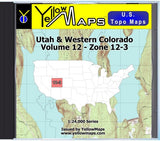 Buy digital map disk YellowMaps U.S. Topo Maps Volume 12 (Zone 12-3) Utah & Western Colorado