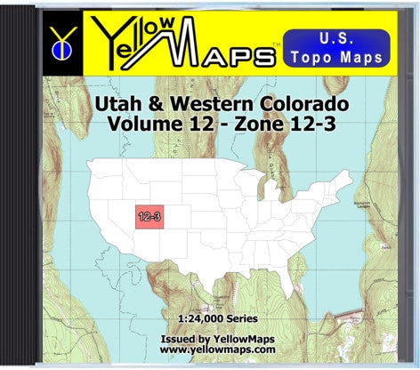 Buy digital map disk YellowMaps U.S. Topo Maps Volume 12 (Zone 12-3) Utah & Western Colorado