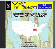 Buy digital map disk YellowMaps U.S. Topo Maps Volume 32 (Zone 16-3) Western Kentucky & Area
