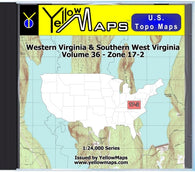Buy digital map disk YellowMaps U.S. Topo Maps Volume 36 (Zone 17-2) Western Virginia & Southern West Virginia