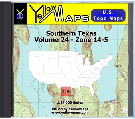Buy digital map disk YellowMaps U.S. Topo Maps Volume 24 (Zone 14-5) Southern Texas