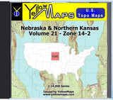Buy digital map disk YellowMaps U.S. Topo Maps Volume 21 (Zone 14-2) Nebraska & Northern Kansas