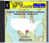 Buy digital map disk YellowMaps U.S. Topo Maps Volume 29 (Zone 15-5) Eastern Texas & Southern Louisiana