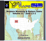 Buy digital map disk YellowMaps U.S. Topo Maps Volume 11 (Zone 12-2) Western Wyoming & Eastern Idaho